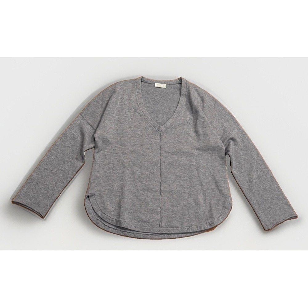 Brunello Cucinelli Cashmere V Neck Sweater Womens M Flaw